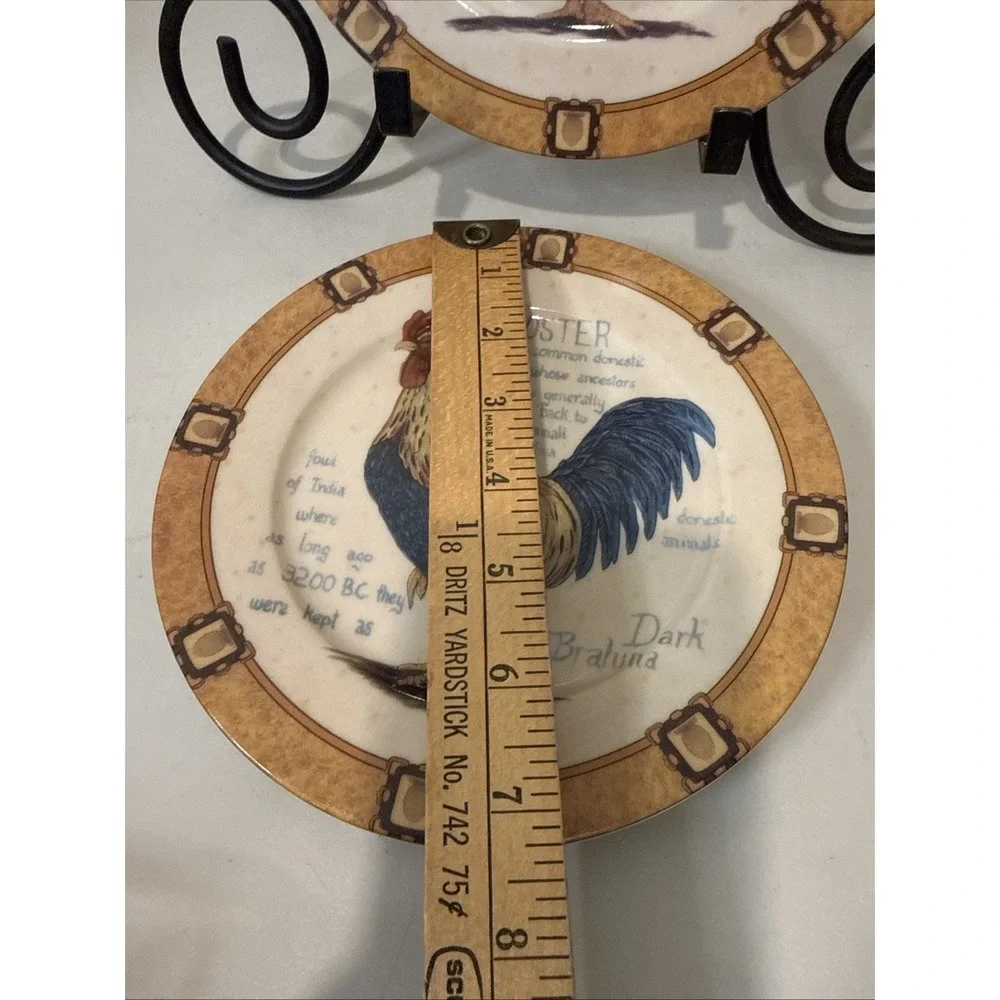 1855 Limoges Godinger Rooster‎ Salad Plates Set of 2 Different Rooster Farmhouse